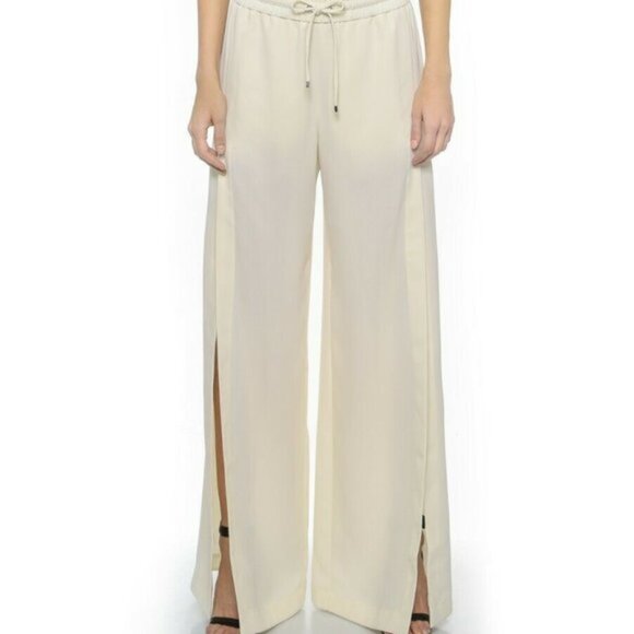 T by ALEXANDER WANG Ecru Drape Side Slit Pants with Pockets